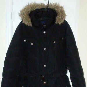 Rocawear Womens Belted Hooded Puffer Coat Black 3X